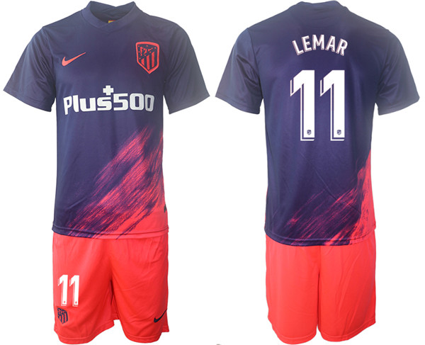 Men's Athletic De Madrid #11 Thomas Lemar Purple Away Soccer Jersey Suit